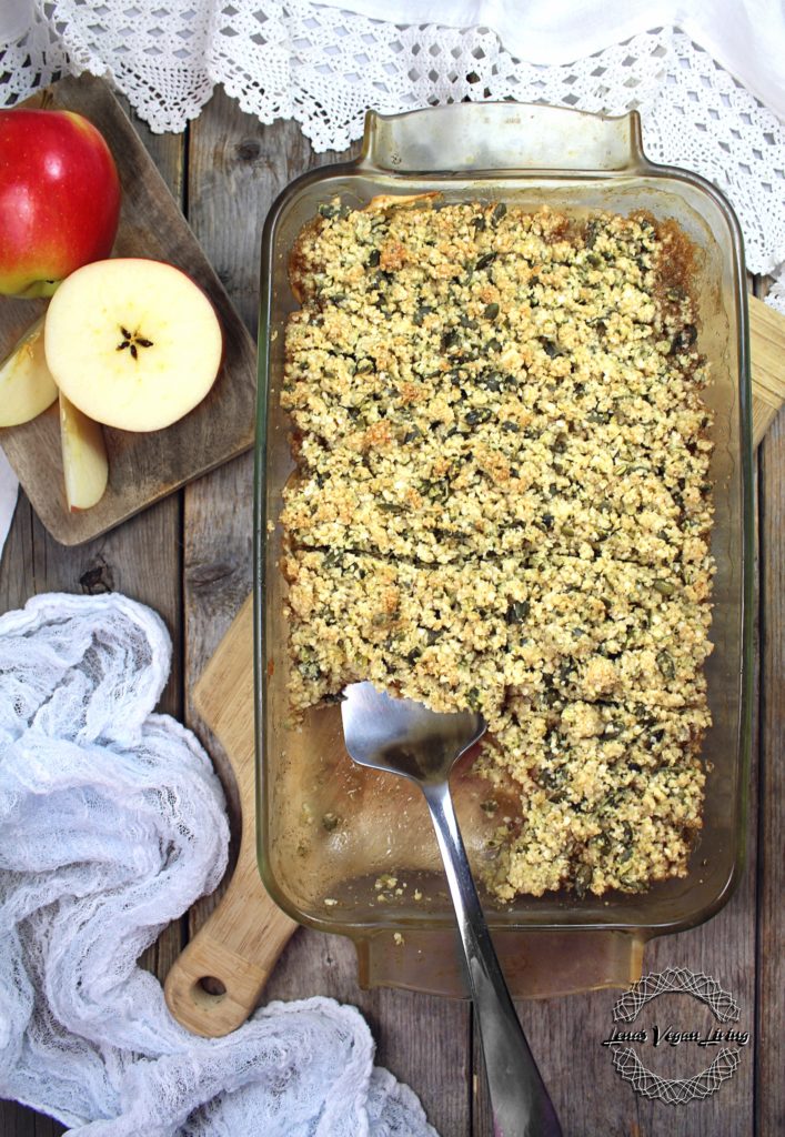 Spring Apple Crisp with Quinoa Flakes & Pumpkin Seeds is one of the easiest, yet delicious desserts. Vegan - Gluten Free - Refined Sugar Free