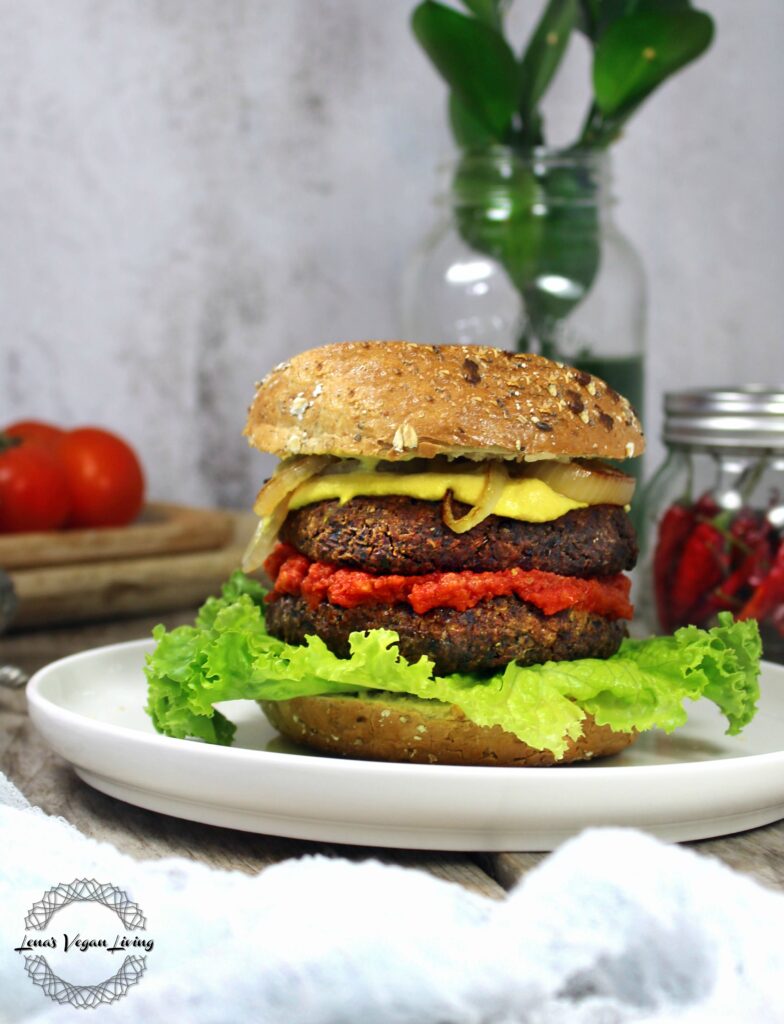 Lentil and Quinoa Burger with Grilled Onion is the ultimate homemade burger you will fall in love with. Delicious and high in protein. Vegan - Gluten Free 
