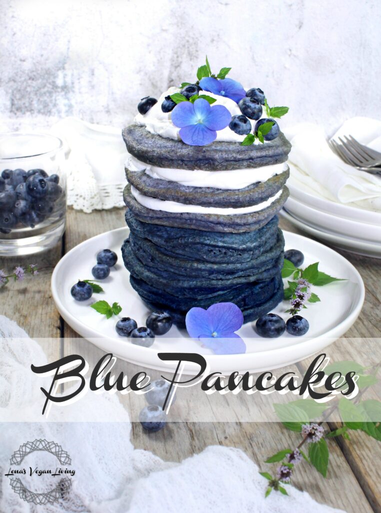 Blue Pancakes with Spirulina, Chia & Blueberries could be a lovely breakfast for you and your loved ones for a special occasion. Vegan - Refined sugar Free