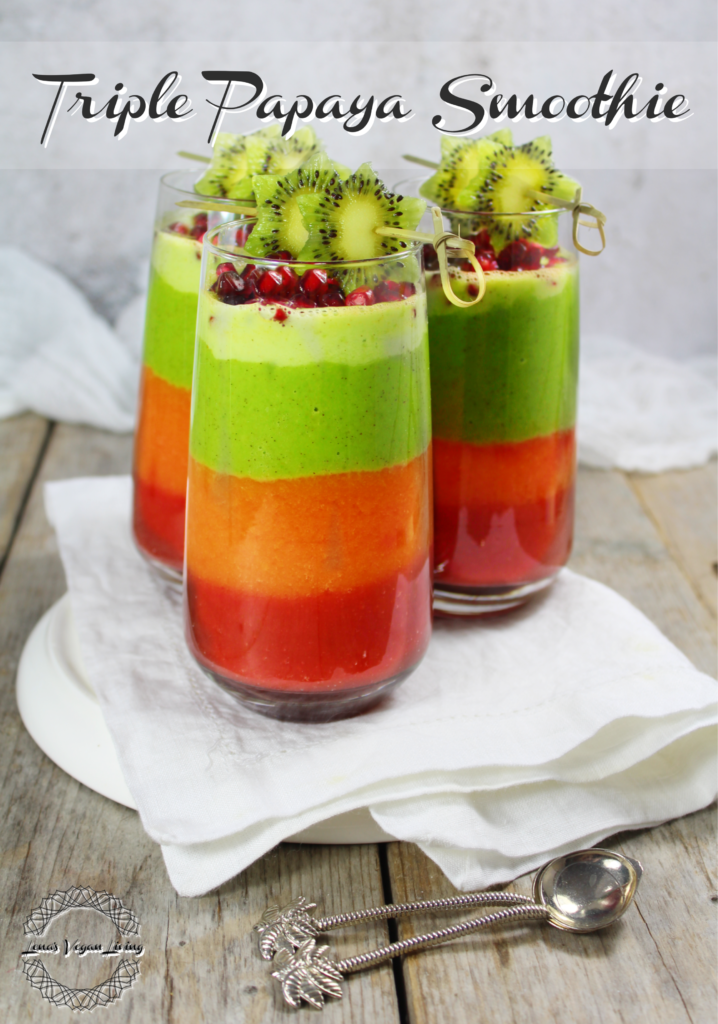 Triple Papaya Smoothie with Red Beet Powder, Kiwi, Spinach & Spirulina, is a super boost for the immune system. Raw Vegan - Gluten Free – Refined Sugar Free