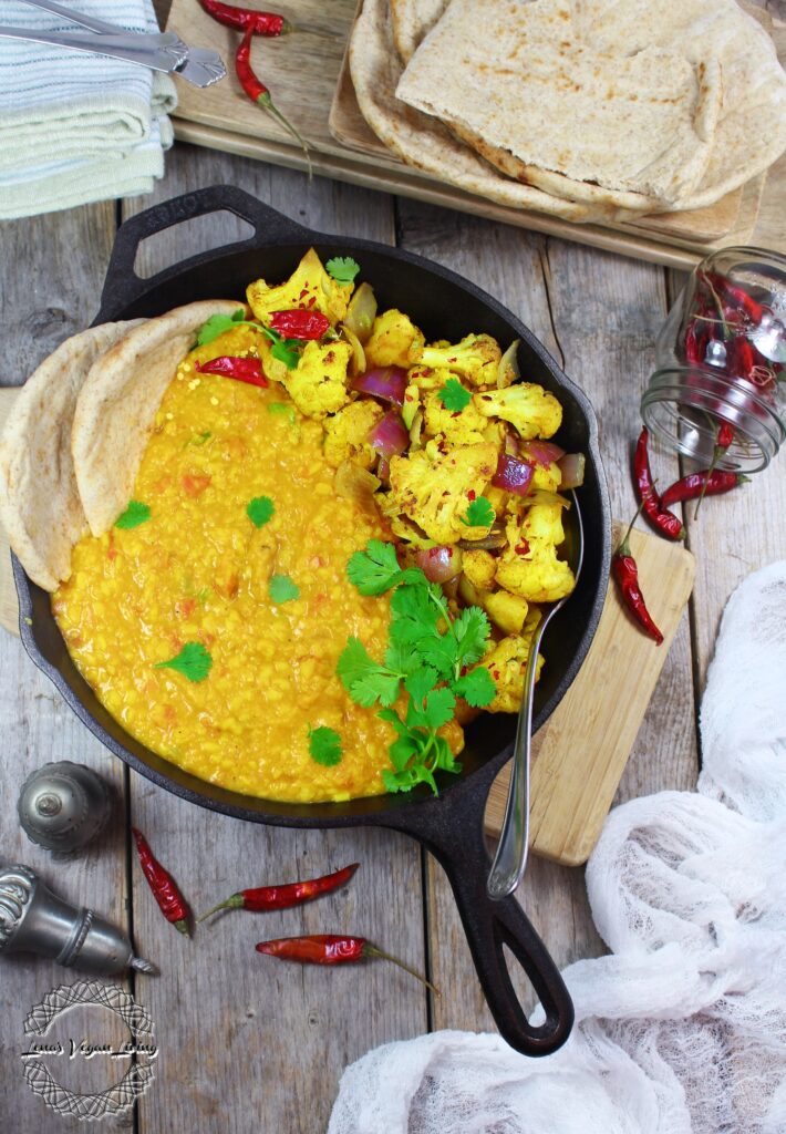 Curry Moong Dal with Curry Cauliflower is my version of traditional Indian Tadka. Although little bit simplified, yet still delicious and satisfying. Vegan - Gluten Free