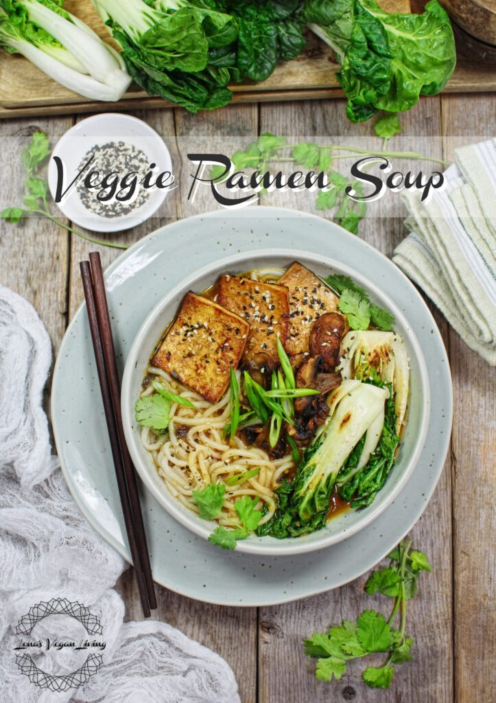 Veggie Ramen Soup with Caramelized Tofu is a healthier, yet flavorful option that is also low carb and high protein. Vegan – Gluten Free – Refined Sugar Free