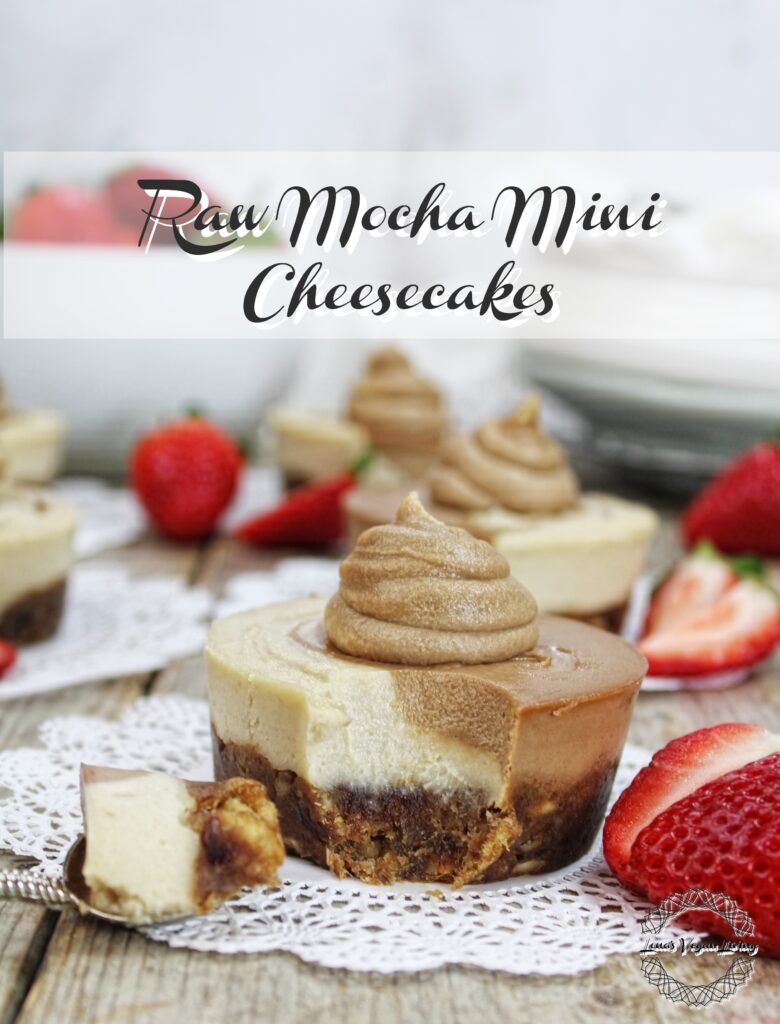 Raw Mocha Mini Cheesecakes are delicate combination of two layers that will melt in your mouth. Raw Vegan - Gluten Free - Refined Sugar Free