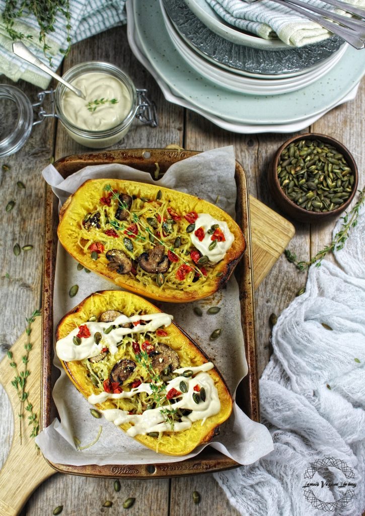 Elevate your holiday table with our Festive Spaghetti Squash, harmoniously paired with succulent Mushrooms and sun-kissed Sundried Tomatoes.